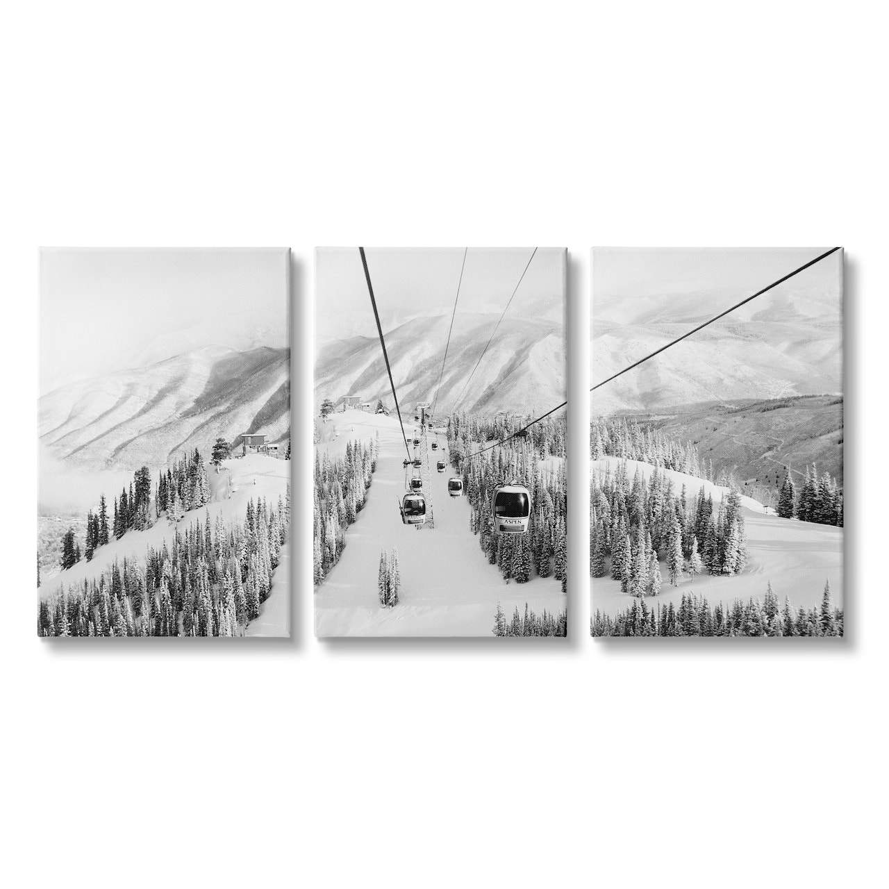Stupell Industries Snowy Ski Mountain Tops Landscape Gondola Ride Adventure Canvas Wall Art, 16" x 24"